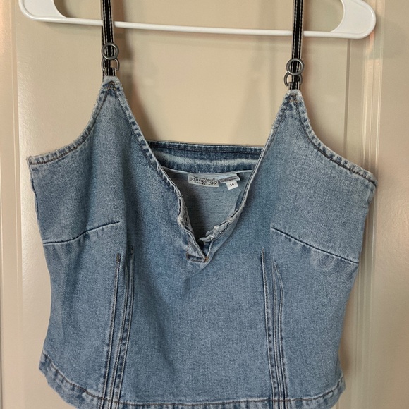 Newport News Jeanology Collection Juniors Denim Top Size 14 Vintage - Picture 9 of 10